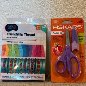 Friendship Bracelet Thread Pack + Fiskars Purple Kids Scissors NWT